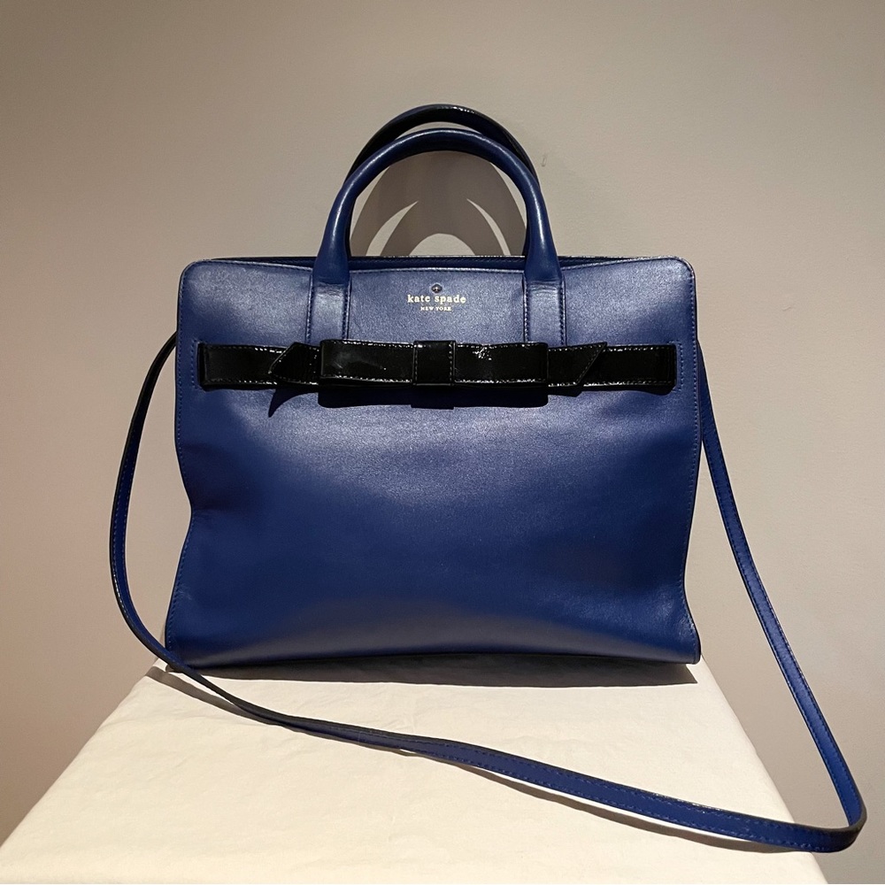 Blue bow front Kate Spade Rosa Mount Ivy purse
